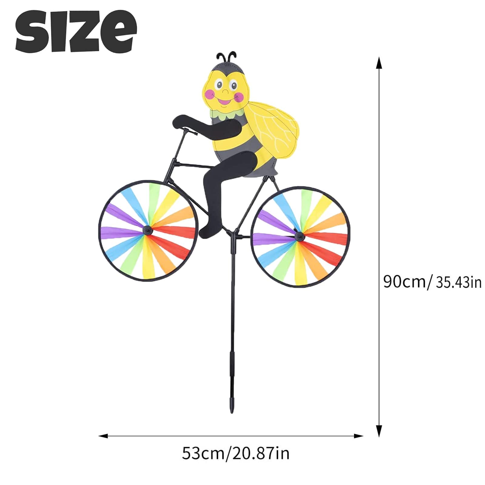 2-Pack Bee Bike Wind Spinner – 35.43-Inch Animal Garden Decoration with Powder-Coated Plastic