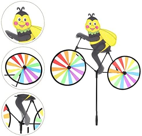2-Pack Bee Bike Wind Spinner – 35.43-Inch Animal Garden Decoration with Powder-Coated Plastic