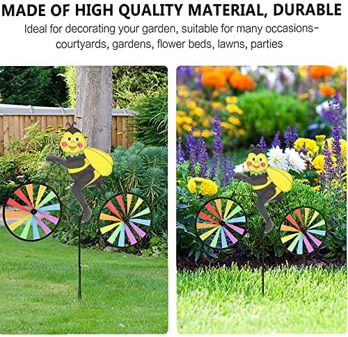 2-Pack Bee Bike Wind Spinner – 35.43-Inch Animal Garden Decoration with Powder-Coated Plastic
