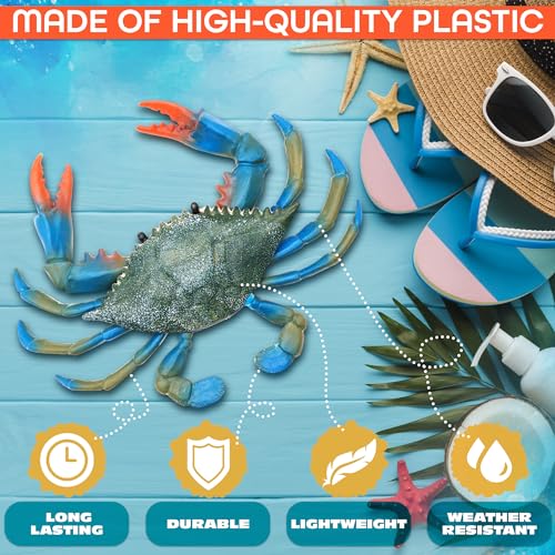 2-Pack Blue Crab Toy – 6.6 x 5.3 Inch Realistic Plastic Imitation Crabs for Aquarium Decor and Coastal Displays