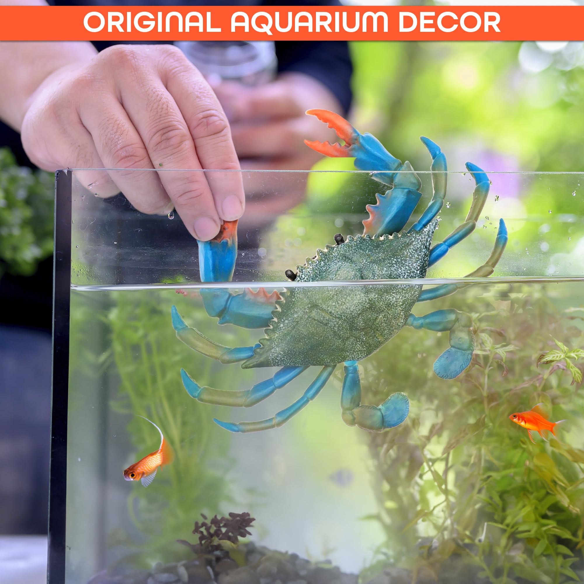 2-Pack Blue Crab Toy – 6.6 x 5.3 Inch Realistic Plastic Imitation Crabs for Aquarium Decor and Coastal Displays