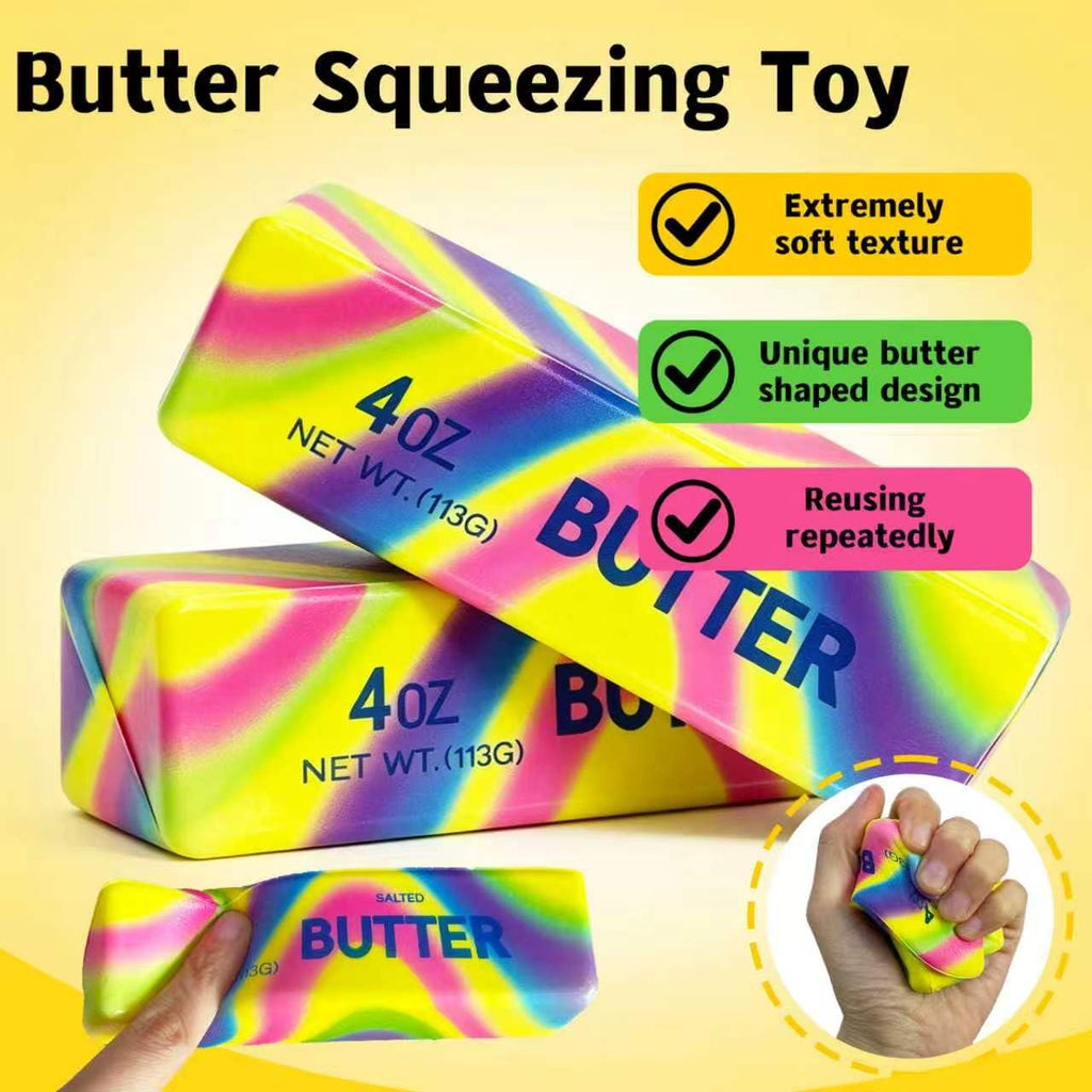 2-Pack Butter Squishy Stress Toys – Realistic Slow-Rising Foam Fidget, Dazzling Colors, for Desk & Anxiety Relief