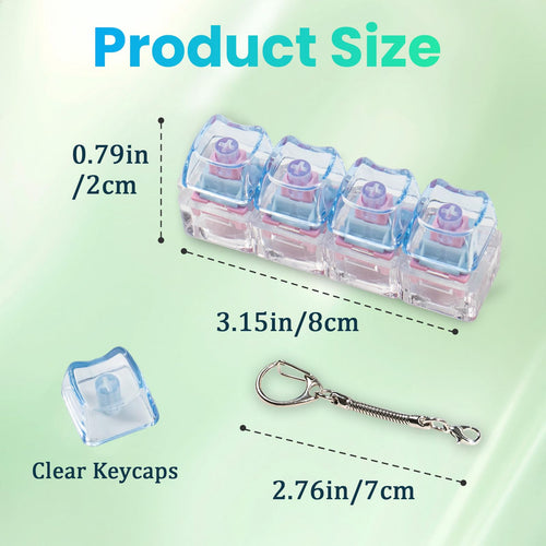 2-Pack Cat Keyboard Fidget Keychain: Creamy & Clicky Stress Relief Toy with Light and No Light Versions (White/Blue)