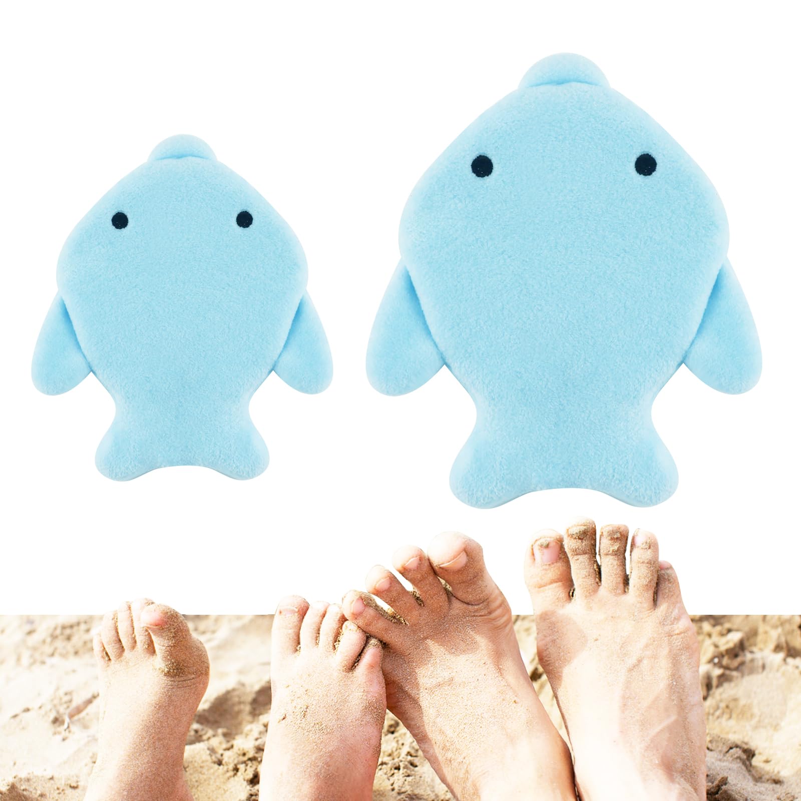 2-Pack Dolphin Sand Remover Bags for Beach – Reusable Velvet Mitts for Kids & Adults, Quick Sand Removal with Body Powder