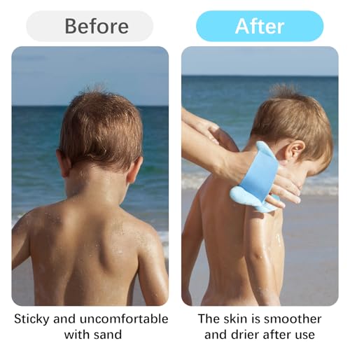 2-Pack Dolphin Sand Remover Bags for Beach – Reusable Velvet Mitts for Kids & Adults, Quick Sand Removal with Body Powder