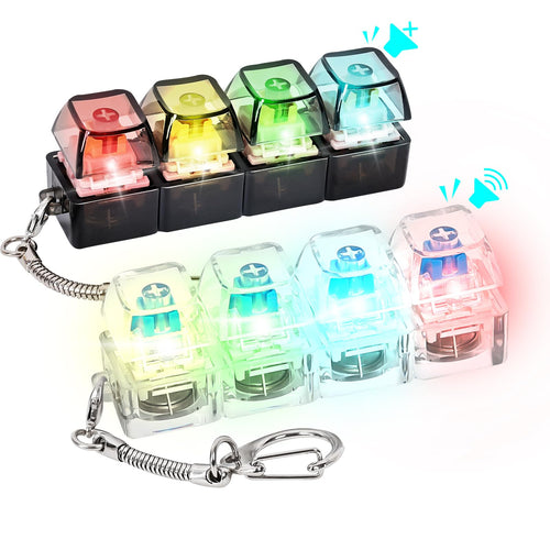 2-Pack Fidget Keychain Keyboards – LED Lights, Silent & Clicky, Stress Relief Toy for Adults – Portable for Office, Library, Home