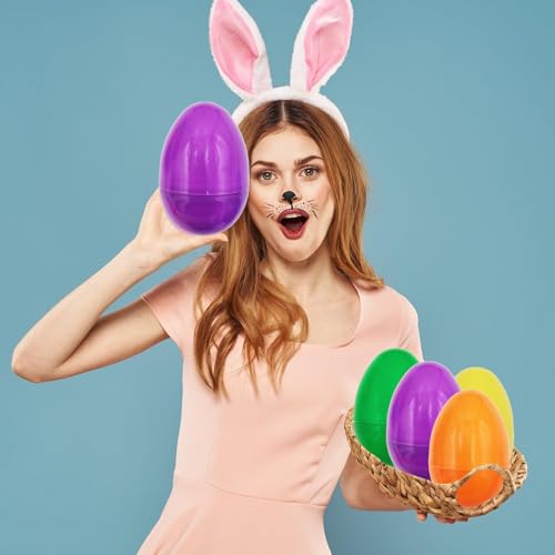 2-Pack Giant 8-Inch Fillable Plastic Easter Eggs – Multicolor, Stands Upright, for Hunts & Surprises