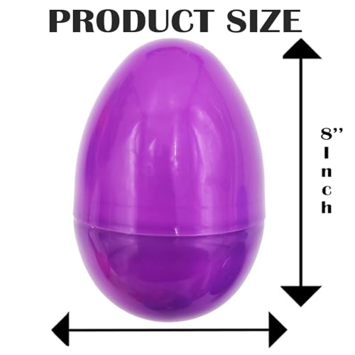2-Pack Giant 8-Inch Fillable Plastic Easter Eggs – Multicolor, Stands Upright, for Hunts & Surprises