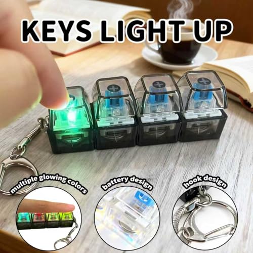 2-Pack Keyboard Fidget Keychain with LED Glow – Transparent Mechanical Clicker for Daily Stress Relief