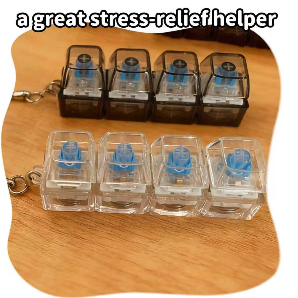 2-Pack Keyboard Fidget Keychain with LED Glow – Transparent Mechanical Clicker for Daily Stress Relief