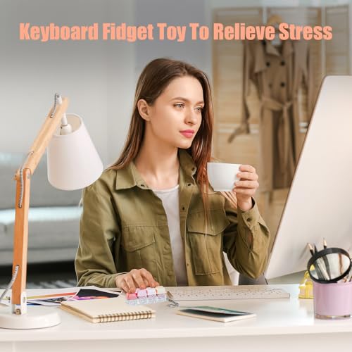 2-Pack Keyboard Fidget Toy Keychain: Silent Clicker + Loud Clicker Stress Relief