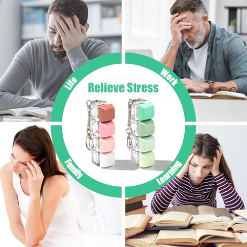 2-Pack Keyboard Fidget Toy Keychain: Silent Clicker + Loud Clicker Stress Relief