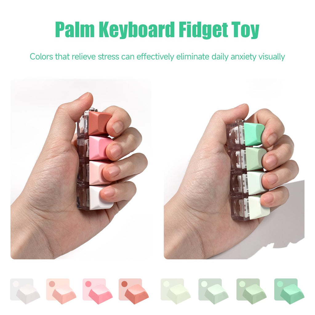 2-Pack Keyboard Fidget Toy Keychain: Silent Clicker + Loud Clicker Stress Relief