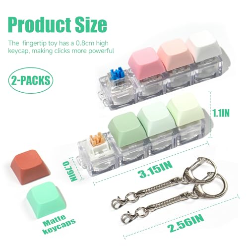 2-Pack Keyboard Fidget Toy Keychain: Silent Clicker + Loud Clicker Stress Relief