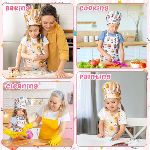 2-Pack Kids Apron & Chef Hat Set for Baking, Painting & Crafts – Adjustable, Waterproof, Machine Washable for Ages 3-6