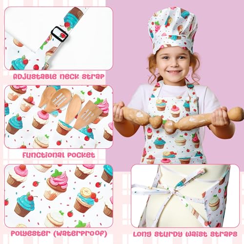 2-Pack Kids Apron & Chef Hat Set for Baking, Painting & Crafts – Adjustable, Waterproof, Machine Washable for Ages 3-6