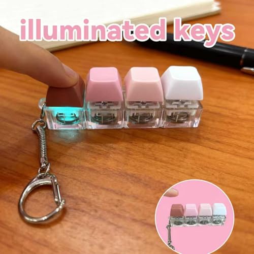 2-Pack LED Keyboard Fidget Keychain with Mechanical Clicks – Macarons