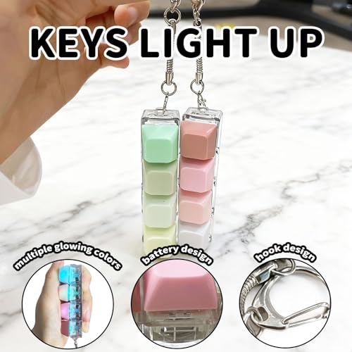 2-Pack LED Keyboard Fidget Keychain with Mechanical Clicks – Macarons