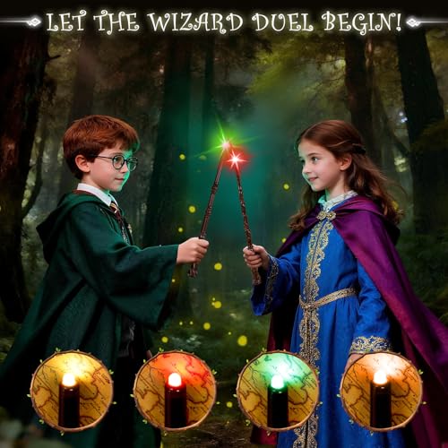 2-Pack Light Up Wizard Wands with Sounds & 4 Colors – Hive & Vine Set for Kids