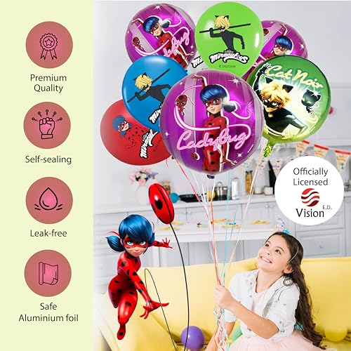 2-Pack Miraculous Ladybug Foil Balloons – 20-Inch Helium or Air Party Decorations