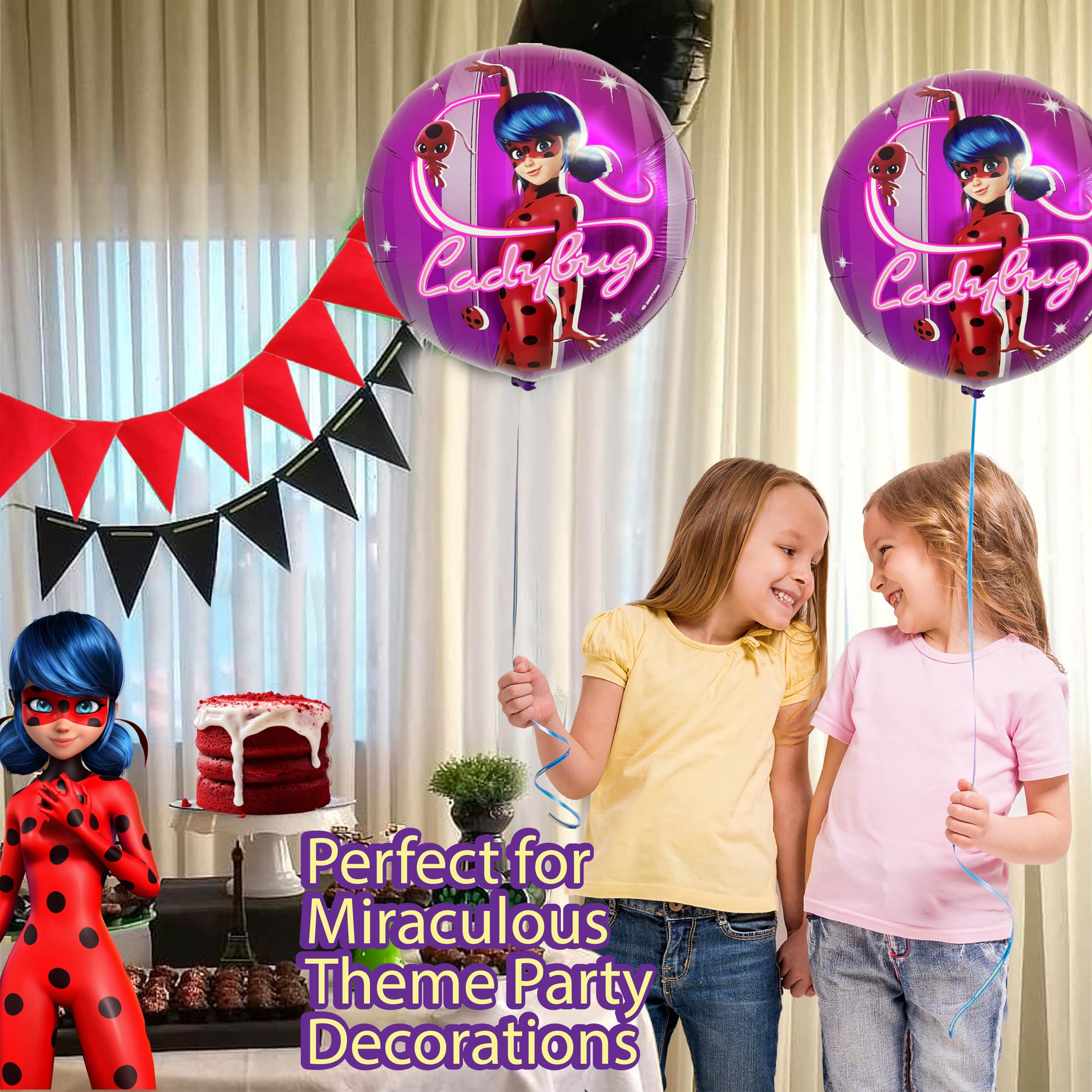 2-Pack Miraculous Ladybug Foil Balloons – 20-Inch Helium or Air Party Decorations