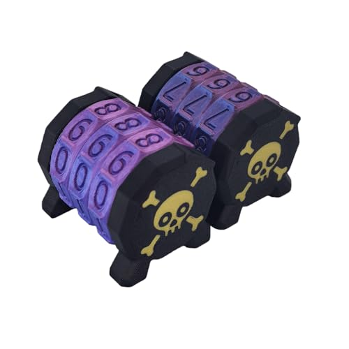 2 Pack MTG Life Counter - HP Tracker with Skull Pattern, Black & Golden, PLA Wheel Tracks Up to 999 for D&D Tabletop RPG
