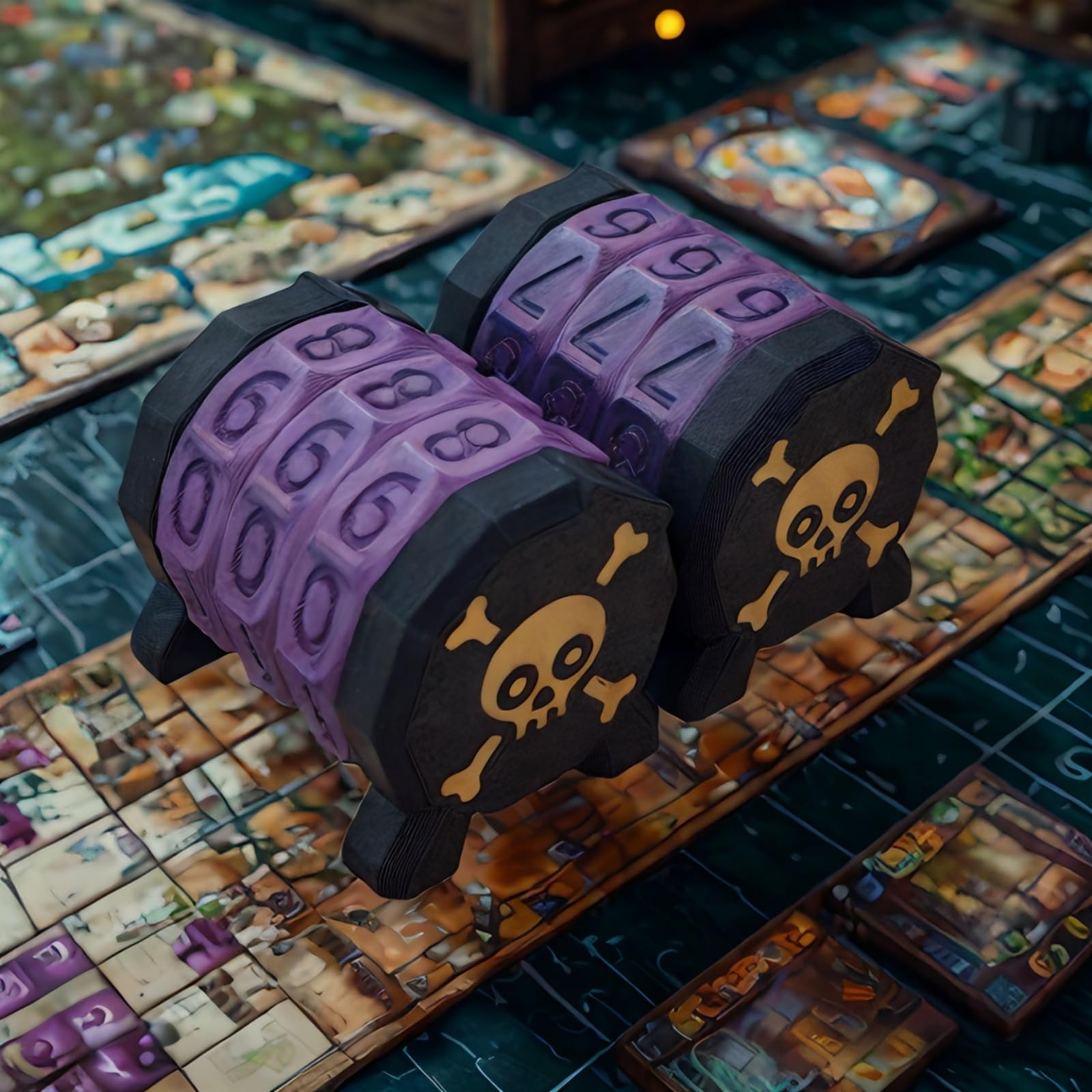 2 Pack MTG Life Counter - HP Tracker with Skull Pattern, Black & Golden, PLA Wheel Tracks Up to 999 for D&D Tabletop RPG