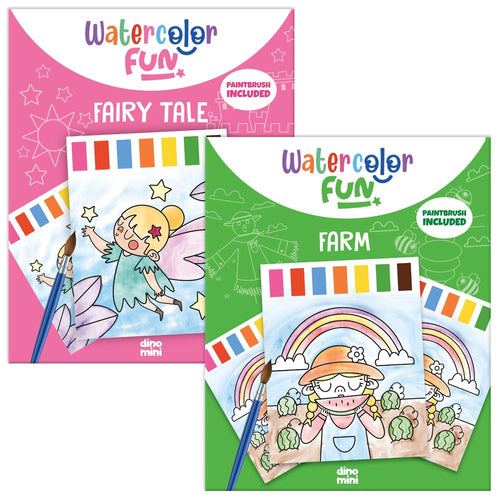 2-Pack Paint with Water Kits for Toddlers - DINO MINI Farm & Fairy Tale - Mess-Free Travel Activity for Ages 4-8