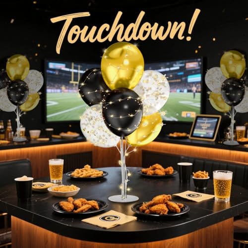 2-Pack Silver Balloon Stand Kit with LED Lights – Table Centerpieces for Birthday, Wedding, Baby Shower Decorations