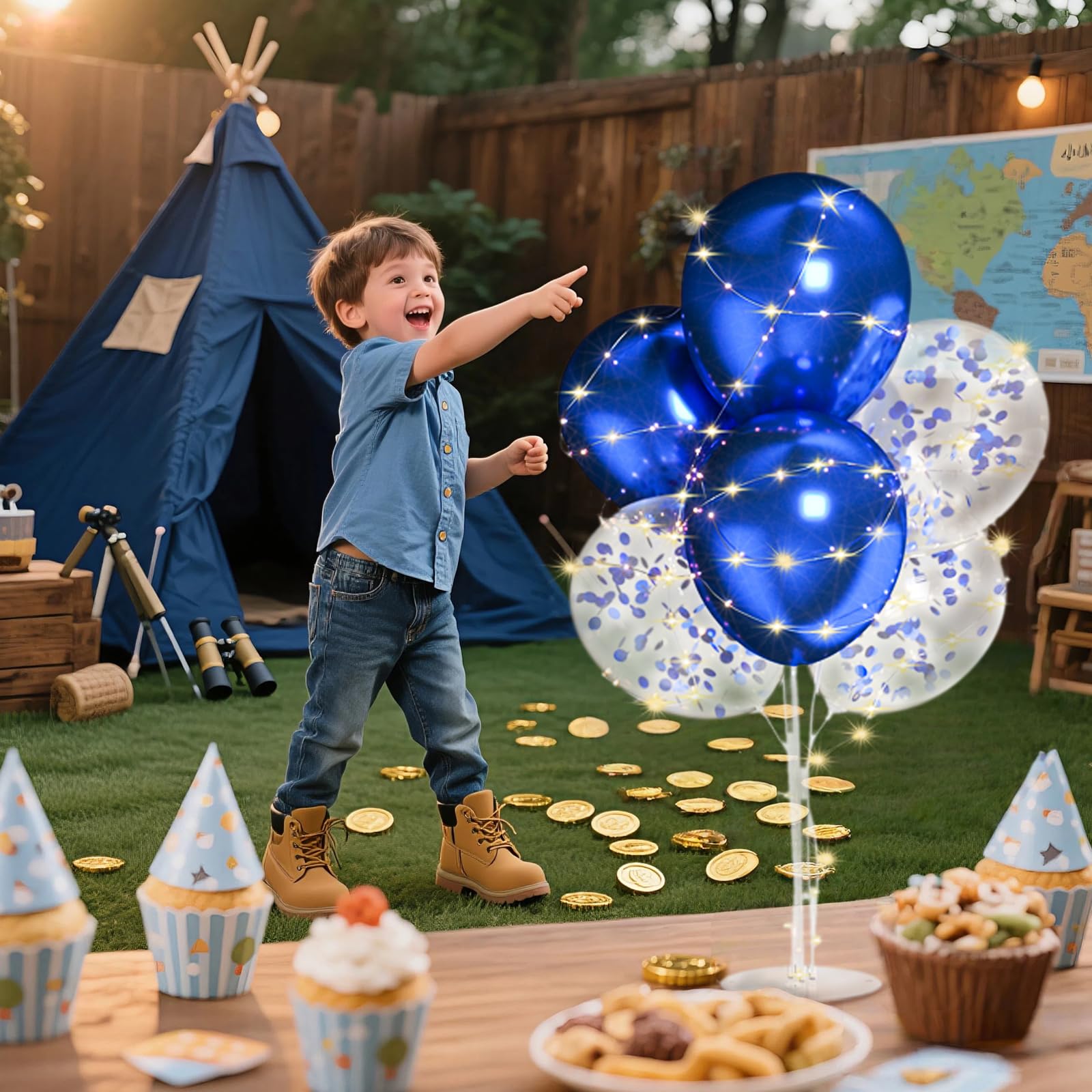 2-Pack Silver Balloon Stand Kit with LED Lights – Table Centerpieces for Birthday, Wedding, Baby Shower Decorations