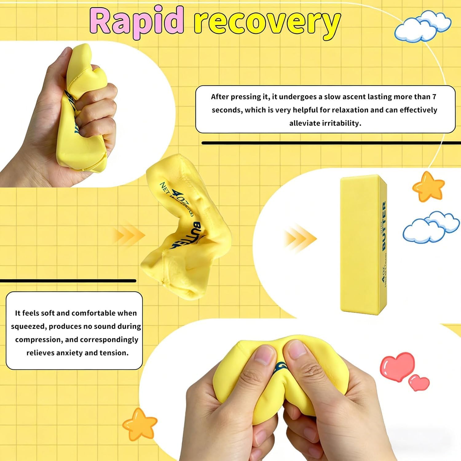 2-Pack Slow Rising Butter Stick Squishies - Sensory Fidget Toy for Stress Relief & Desk Decor