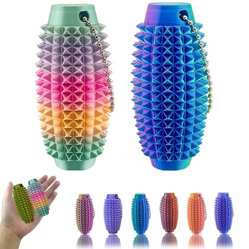 2-Pack Spiky Stim Keychain – 3D Printed Fidget Toy for Anxiety Relief & Sensory Play (Upgrade Little Ouchies)