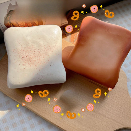 2 Pack Sticky Bread Slow Rising Squishy | 4.3in Toast Squeeze Toy for Adults | Stress Relief & Focus | Milk