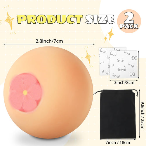 2 Pack Stress Squeeze Balls – Soft Silicone Stress Relief Balls with Gift Card and Drawstring Bag for Hand Exercises, Fun Gift for Men and Women