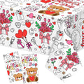 2-Pack Valentines Day Coloring Tablecloth Poster 54x108 Inches - Giant Kids Coloring Banner for Classroom Party Activities & Crafts