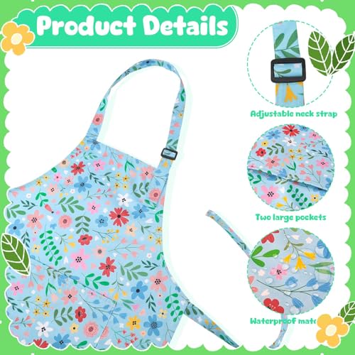 2 Pack Waterproof Kids Aprons with Pockets – Adjustable Toddler Painting and Cooking Apron by XLSXEXCL