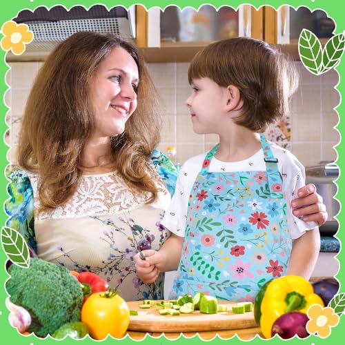 2 Pack Waterproof Kids Aprons with Pockets – Adjustable Toddler Painting and Cooking Apron by XLSXEXCL