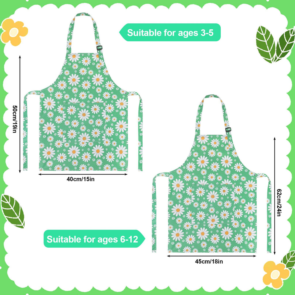 2 Pack Waterproof Kids Aprons with Pockets – Adjustable Toddler Painting and Cooking Apron by XLSXEXCL