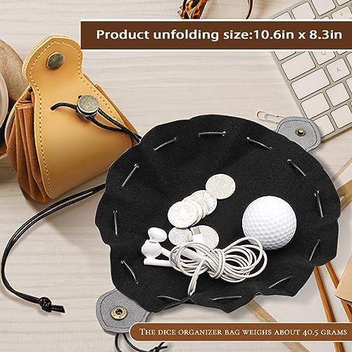 2-Piece PU Leather Dice Bag Set – Yellow and Black Drawstring Pouches for Dice, Coins &amp; Small Items