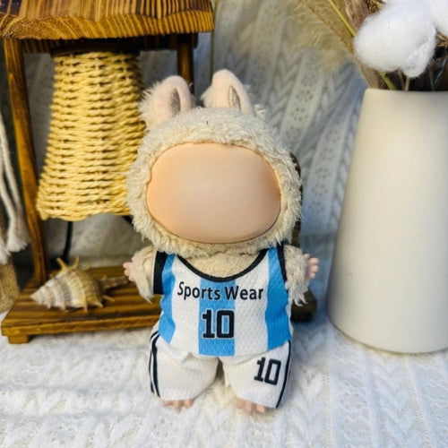 2-Piece Soccer Uniform for 17cm Labubu Dolls – Jersey and Shorts Set, Number 10 (No Doll)