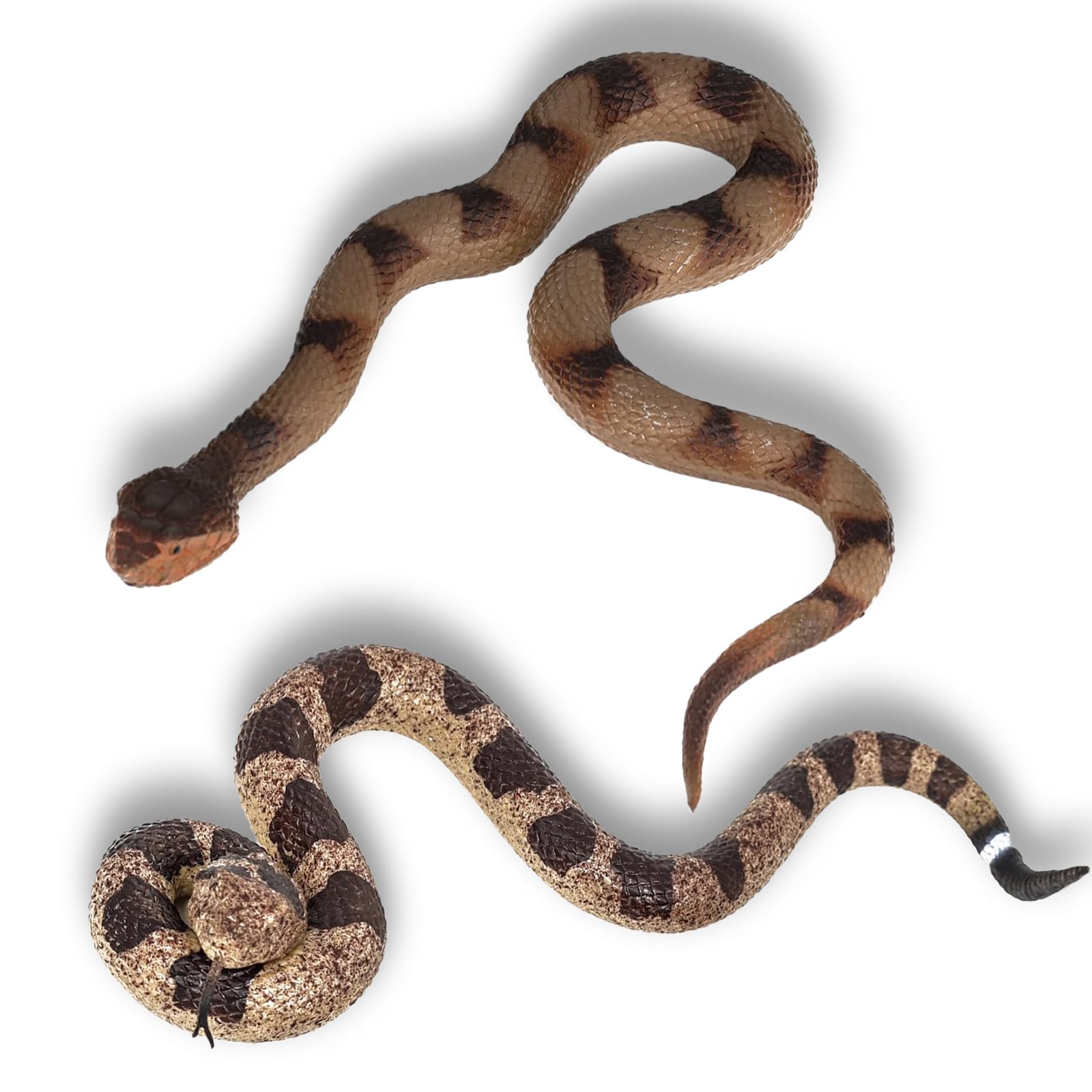 2 Realistic Fake Snakes for Garden Bird Deterrent & Prank Props - CJMYHOME Set of Rattlesnake and Pit Viper