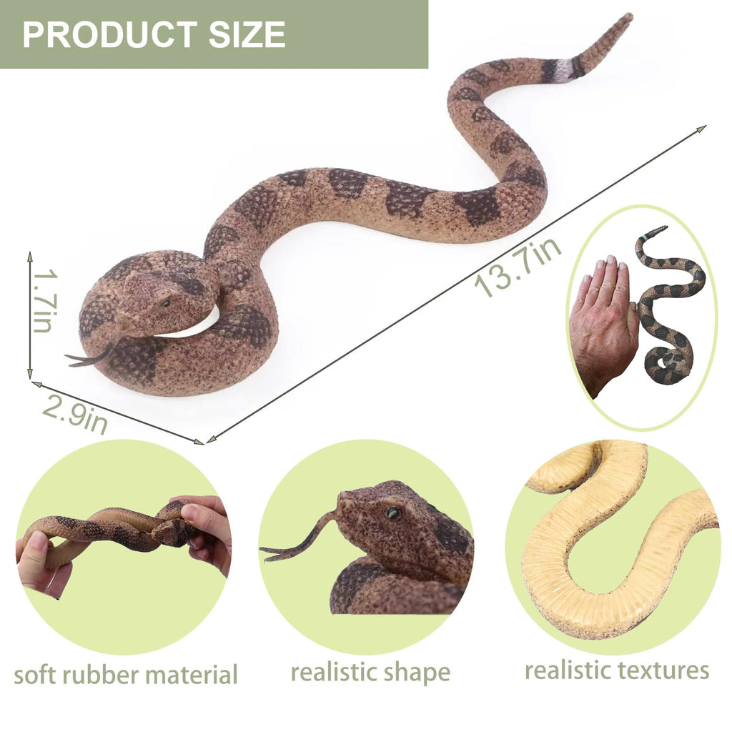 2 Realistic Fake Snakes for Garden Bird Deterrent & Prank Props - CJMYHOME Set of Rattlesnake and Pit Viper