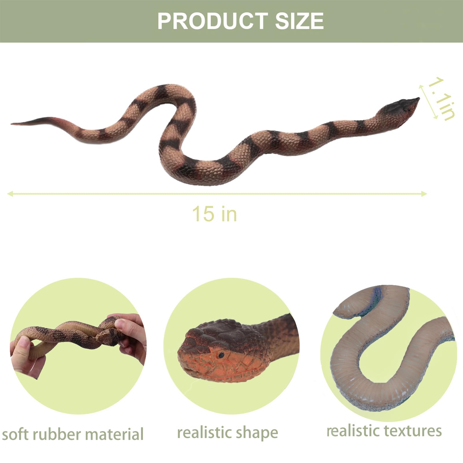 2 Realistic Fake Snakes for Garden Bird Deterrent & Prank Props - CJMYHOME Set of Rattlesnake and Pit Viper