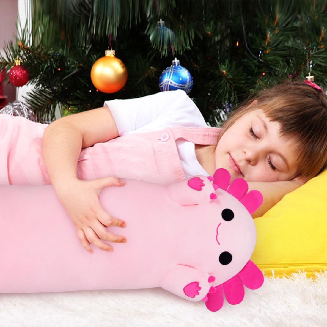 20-Inch Pink Axolotl Plush Toy - Chubbyjoy Long Body Pillow, Soft & Safe Stuffed Animal