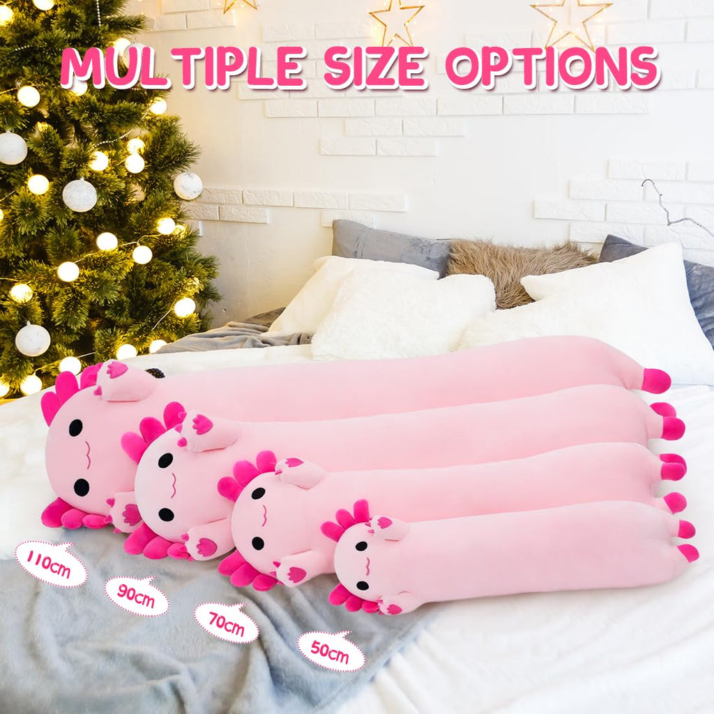 20-Inch Pink Axolotl Plush Toy - Chubbyjoy Long Body Pillow, Soft & Safe Stuffed Animal