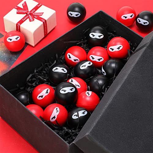 20 Jerify Ninja Stress Relief Balls – PU Foam Squeeze Fidget Toys, 1.57 in, Black & Red