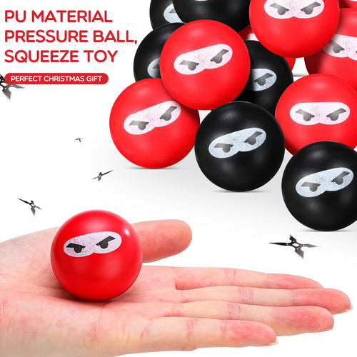 20 Jerify Ninja Stress Relief Balls – PU Foam Squeeze Fidget Toys, 1.57 in, Black & Red