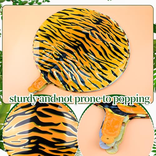 20 Pack 18-Inch Tiger Print Foil Balloons for Jungle Safari Birthday Party Decorations