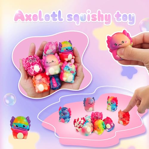 20-Pack Axolotl Squishy Toys – Slow Rising Fidget Favors for Kids, Classroom Prizes & Party Goodie Bags