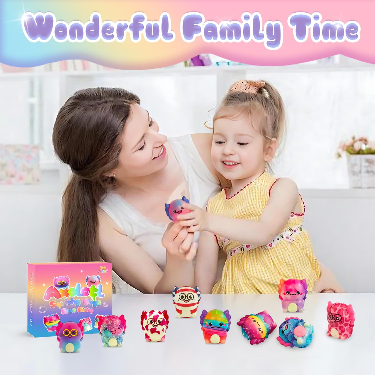 20-Pack Axolotl Squishy Toys – Slow Rising Fidget Favors for Kids, Classroom Prizes & Party Goodie Bags